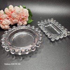 Vintage Imperial Glass Candlewick Lot of TWO Trinket Ashtray MCM